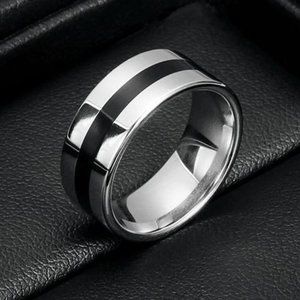 316L Stainless Steel 8mm Ring With Black Ring